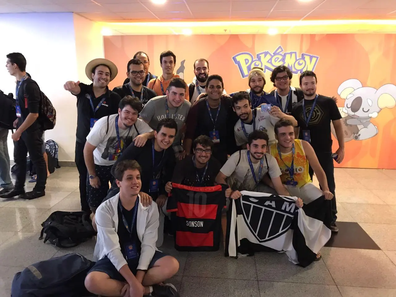 The TCMG group gathered at LAIC during a team meetup at a Pokémon TCG event.